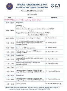 Program itinerary - bridge fundamentals using CSiBridge
