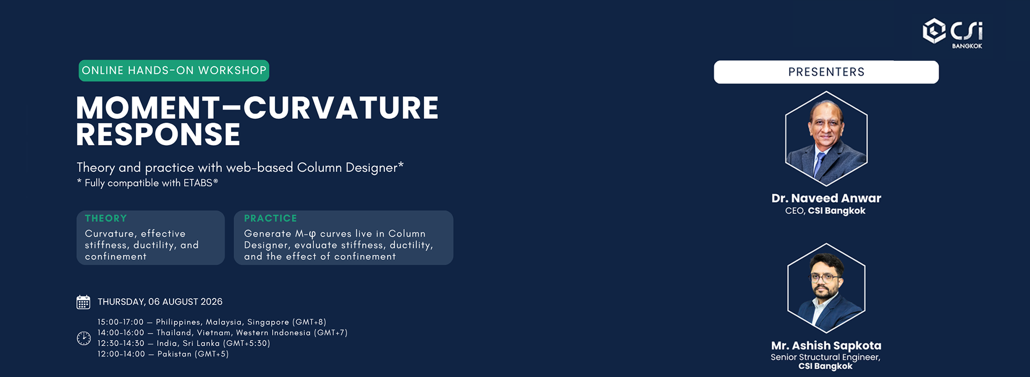 Hands-on workshop on moment–curvature response of building columns